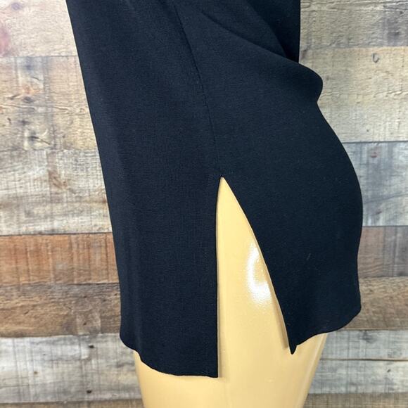 Ming Wang Tunic Top Crew Neck Crop Sleeve Solid Black Size Small - Picture 3 of 10